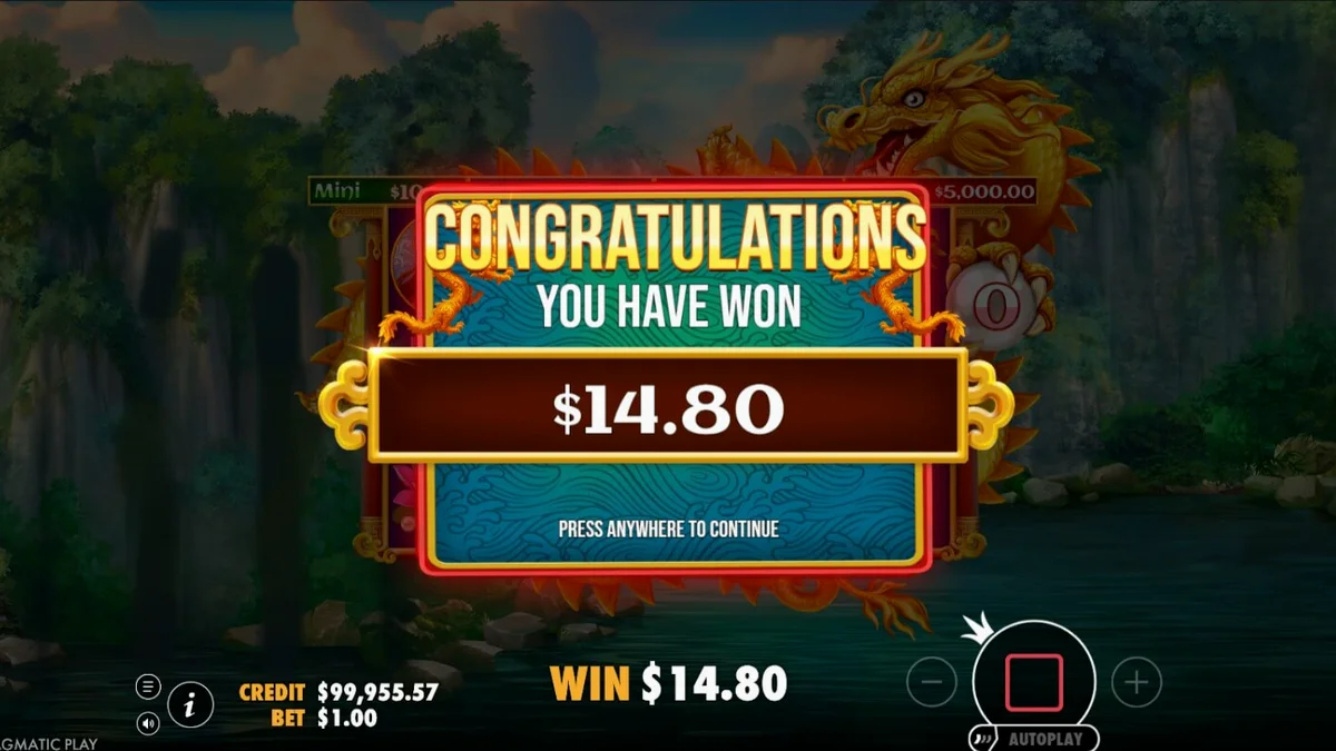 Tampilan visual slot Dragon’s Gate Bonus Choice dengan tema naga dan pegunungan berkabut