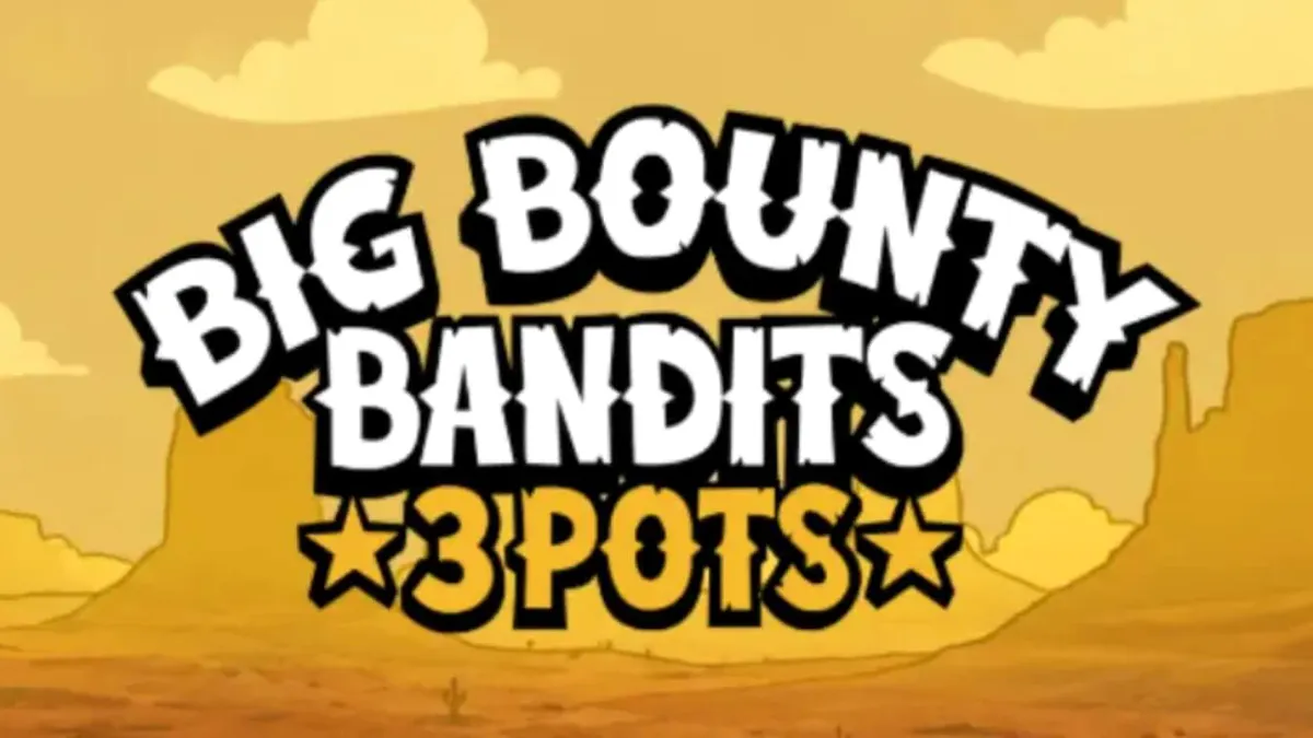 Tampilan visual slot Big Bounty Bandits: 3 Pots dengan tema Wild West animasi rubber-hose.