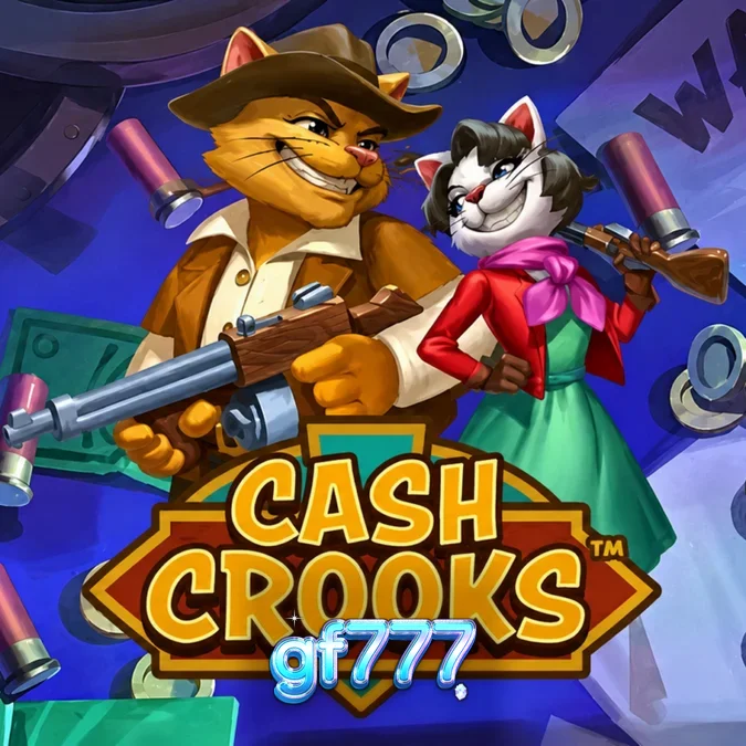 Karakter kucing Betty dan Clyve dalam slot Cash Crooks